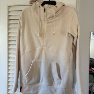 AMPERSAND AVE Cream Half-Zip Hooded Fleece Pullover